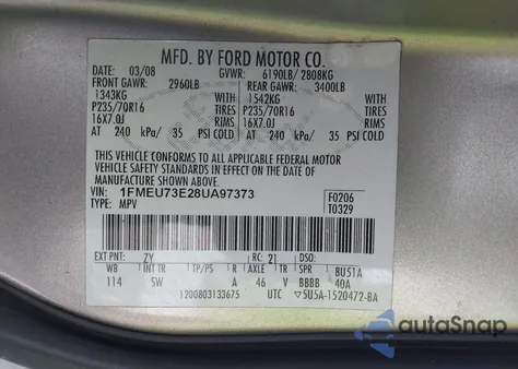 2008 Ford Explorer Xlt z USA, uszkodzony, nr VIN 1FMEU73E28UA97373